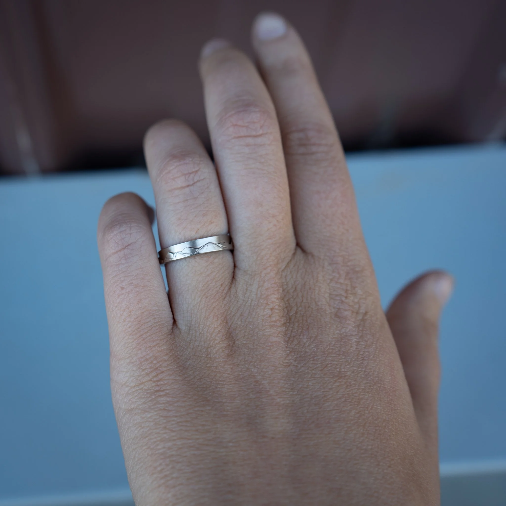 14k White Gold Mountain Band — Alpenglow Jewelry